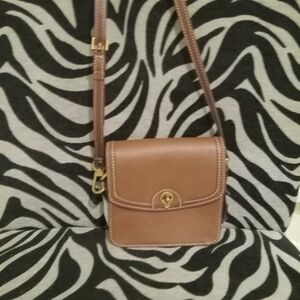 FOSSIL  Brown Leather Crossbody with Gold Hardware